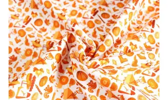 Tissu Mille objets oranges