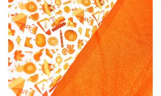 Tissu Mille objets oranges