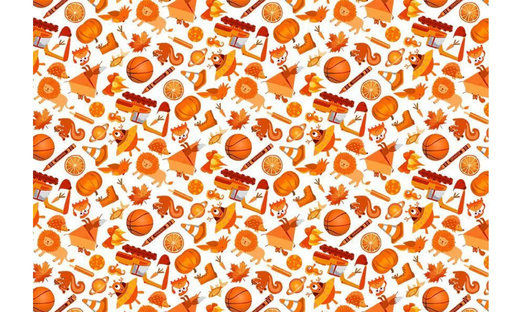 Tissu Mille objets oranges