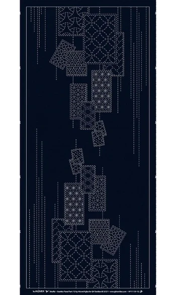 Panneau Sashiko Cartes navy