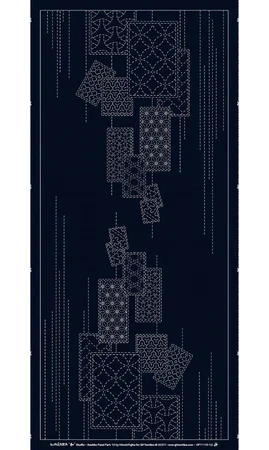 Panneau Sashiko Cartes navy