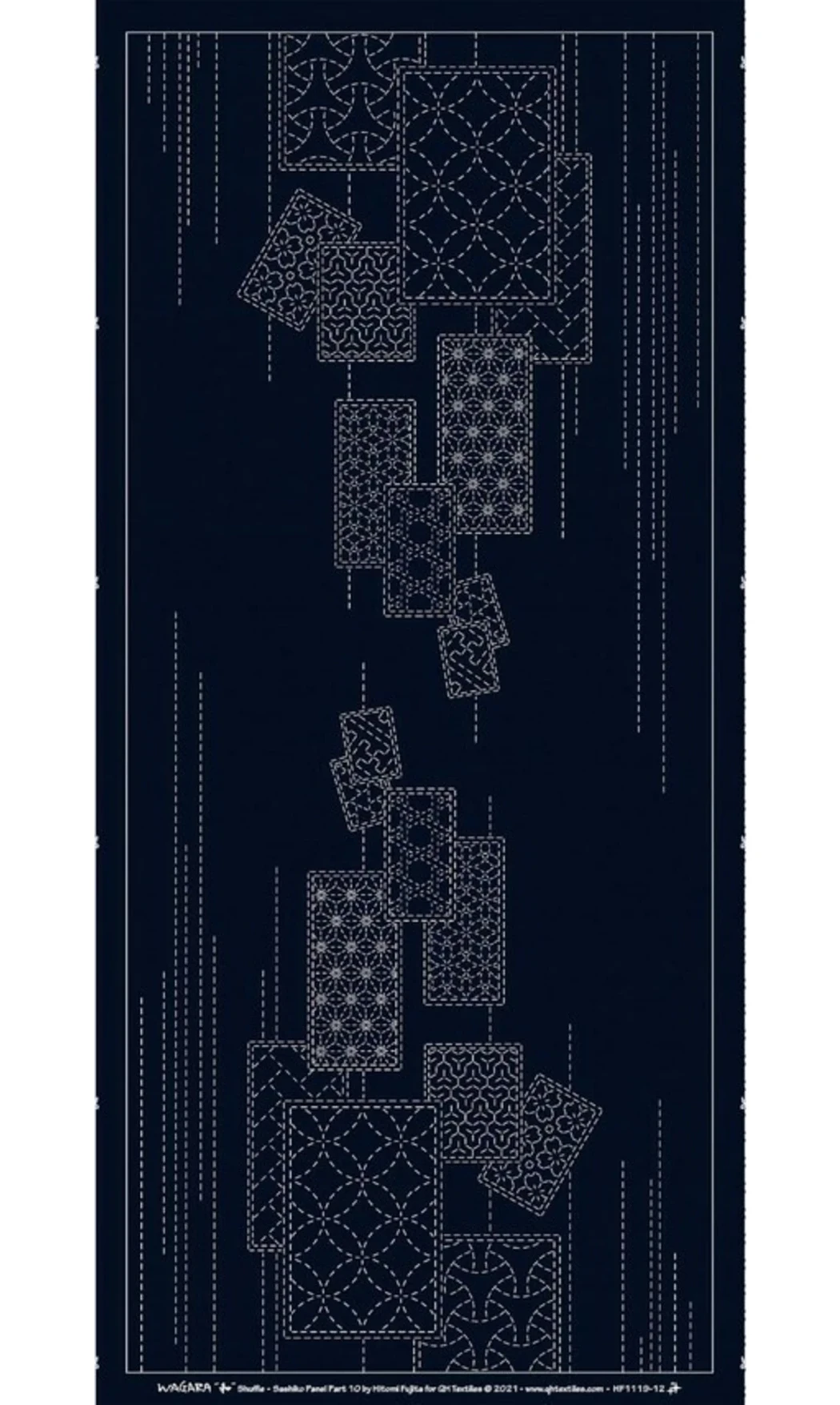 Panneau Sashiko Cartes navy