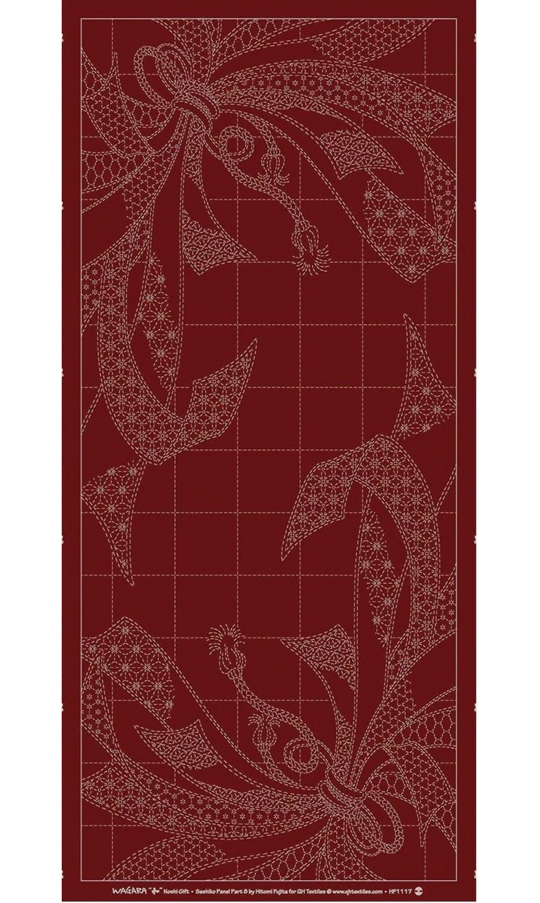 Panneau Sashiko Noshi bordeaux