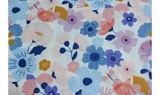 Tissu fleurs graphiques bleu