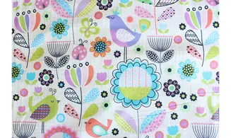 Tissu oiseaux graphiques fleurs