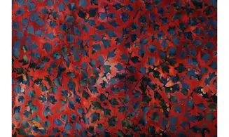 Batik rouge feuillage encre