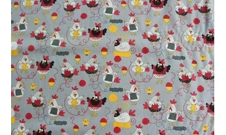 Tissu les poules tricotent