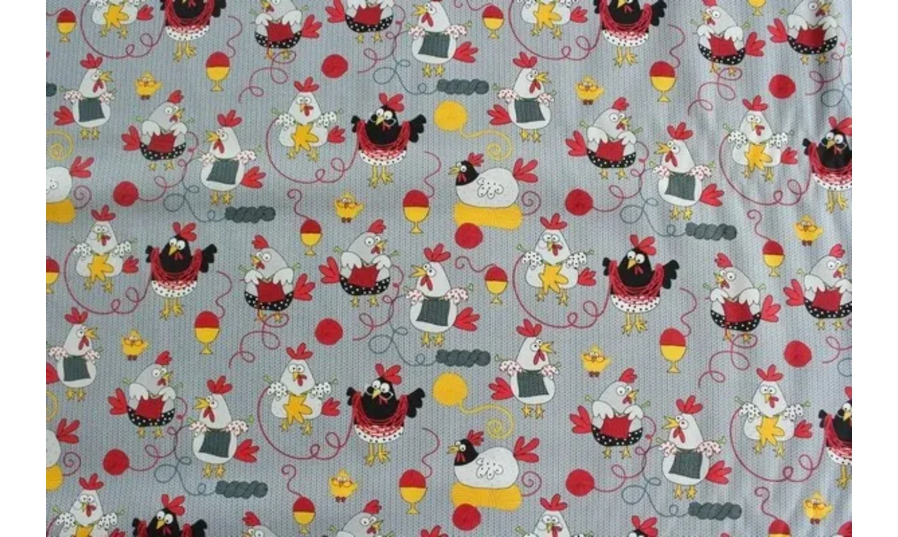 Tissu les poules tricotent