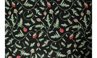 Tissu noir boutons coquelicots