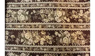 Tissu marron floral bandes