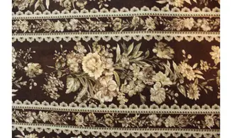 Tissu marron floral bandes