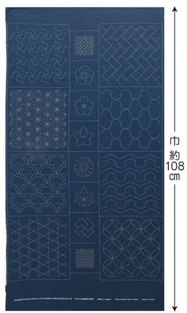 Panneau Sashiko Tsugumi bleu