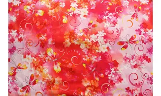 Tissu libellules rouge orangé