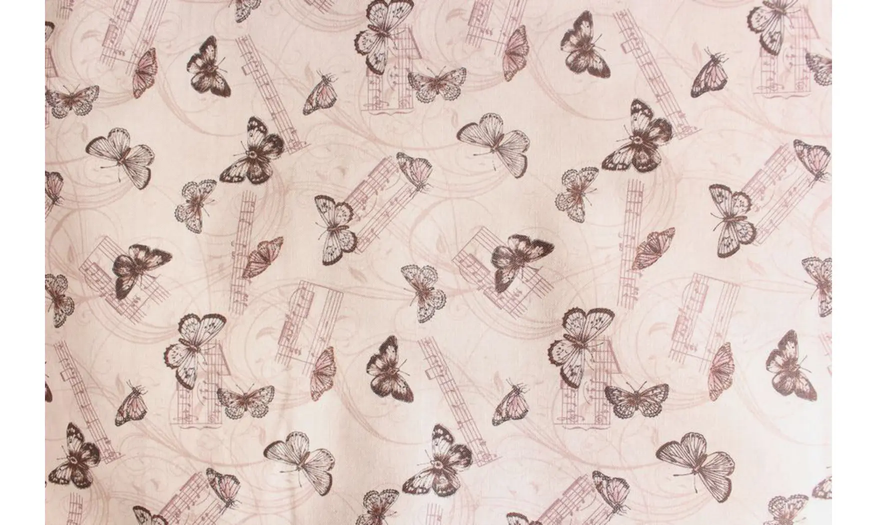 Tissu rosé papillons musique