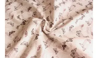 Tissu rosé papillons musique