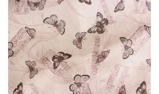 Tissu rosé papillons musique