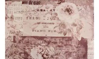 Tissu rose - Roses et musique