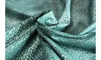Tissu vert volutes argent