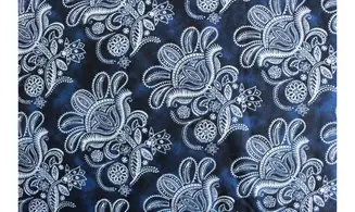 TIssu bleu fleurs blanches