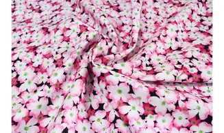 Tissu fleurs roses blancs