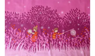 Tissu rose chasse aux lucioles