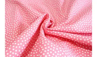 Tissu rose pois blancs