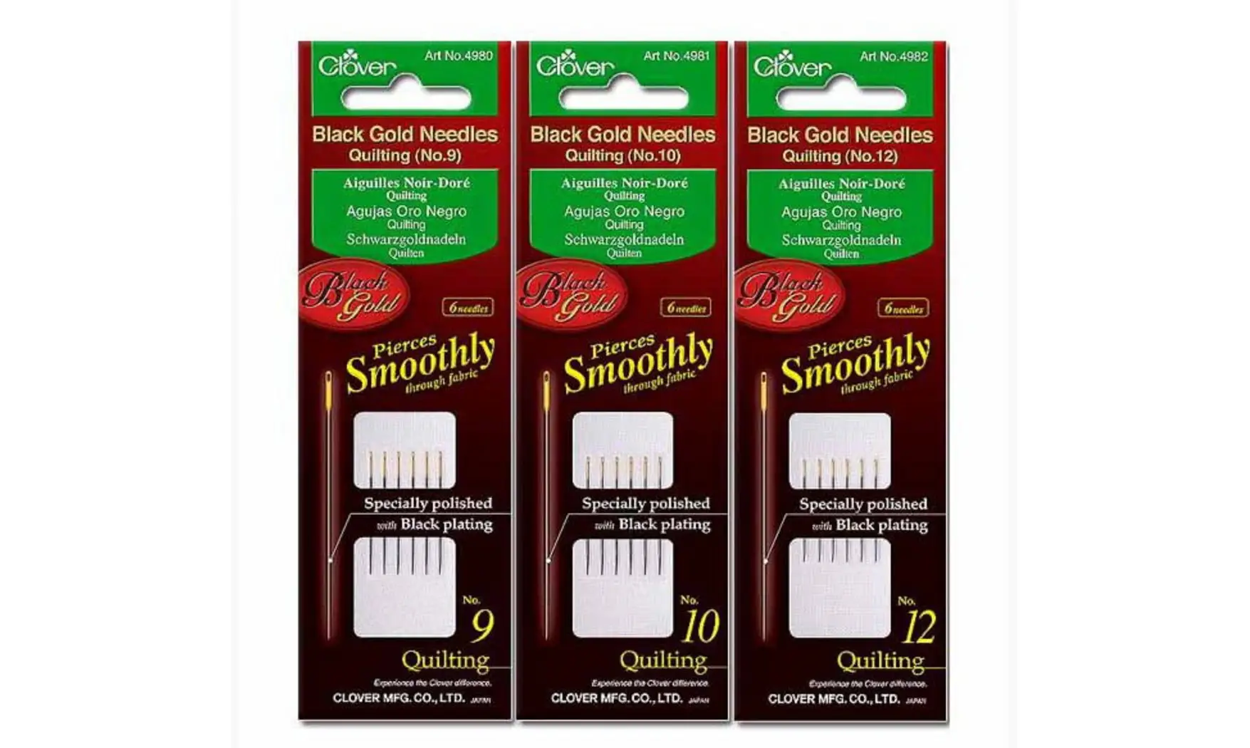 Aiguilles à quilter noir doré