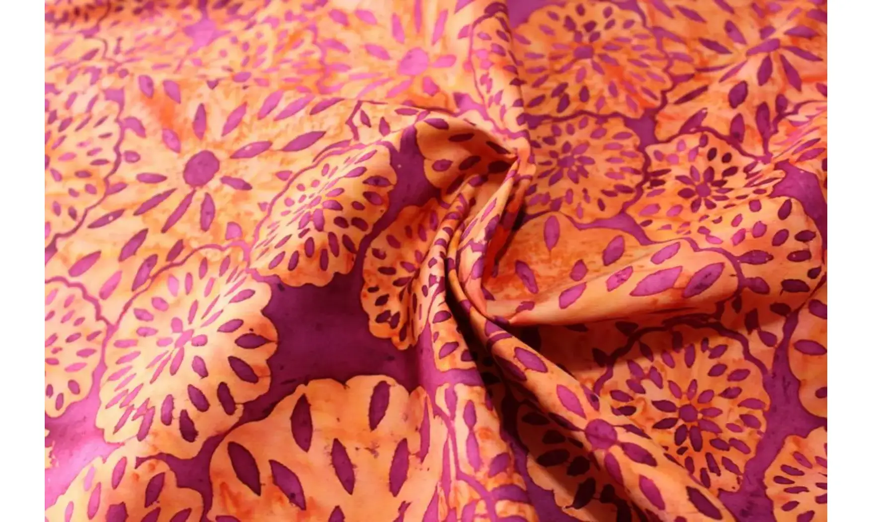 Batik grandes fleurs fushia orange