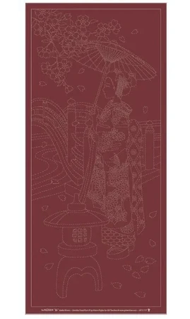 Panneau Sashiko Geisha bordeaux