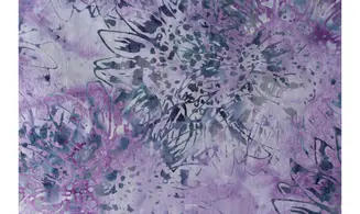 Batik violet grandes fleurs gris bleu