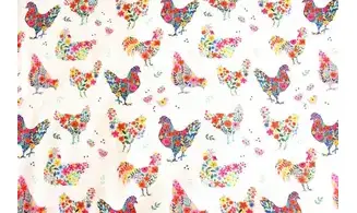Tissu poules en fleurs