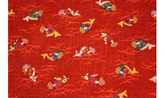 Tissu japonais Kurenai poissons