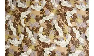 Tissu oiseaux japonais marron
