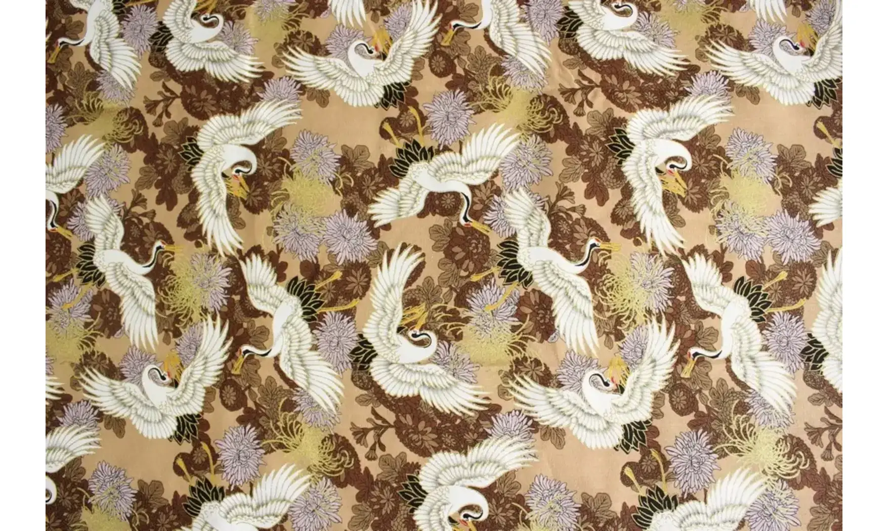 Tissu oiseaux japonais marron