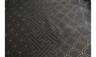 Tissu japonais noir Olympus Sashiko