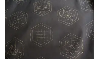 Tissu japonais noir Olympus Sashiko