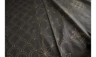 Tissu japonais noir Olympus Sashiko