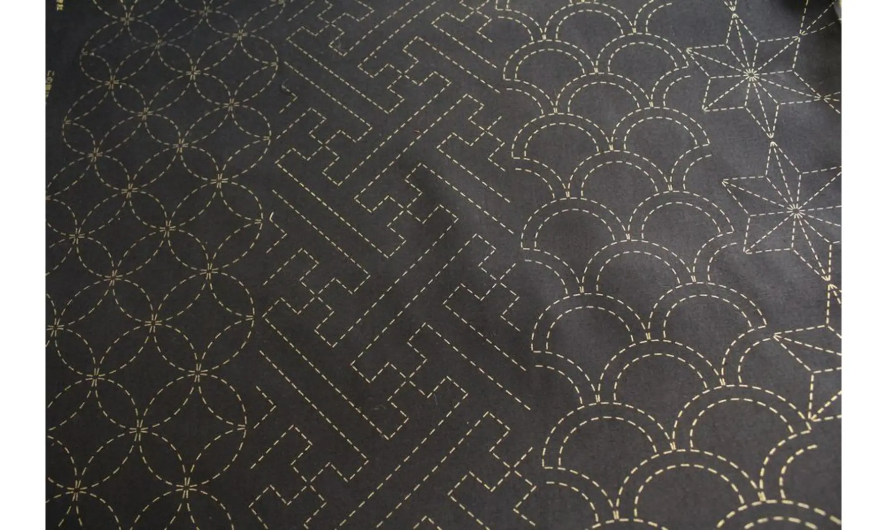 Tissu japonais noir Olympus Sashiko