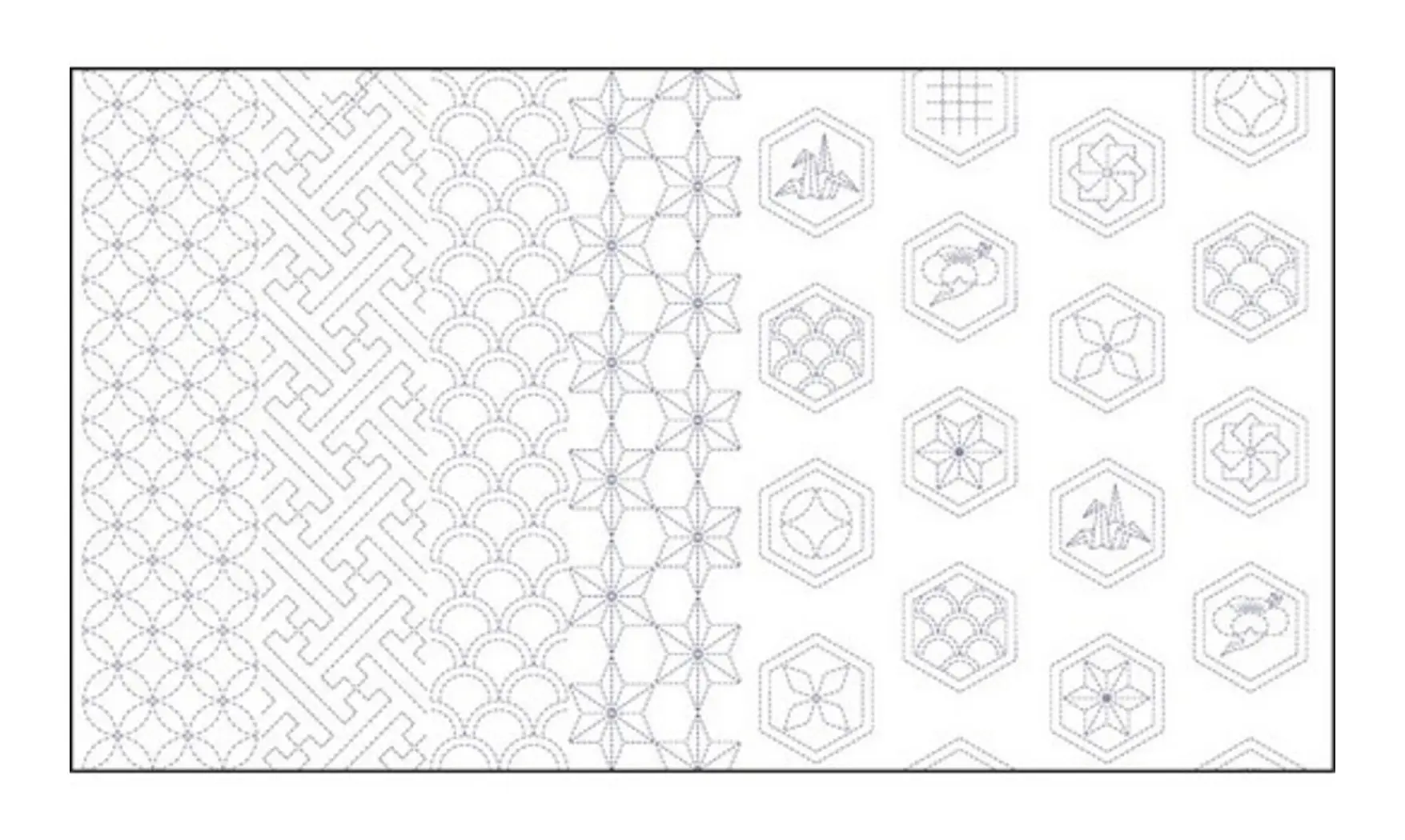 Tissu japonais noir Olympus Sashiko