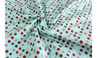 Tissu bleu gros pois multi