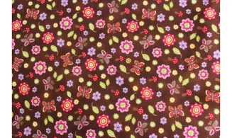 Tissu fleurs papillons champignons