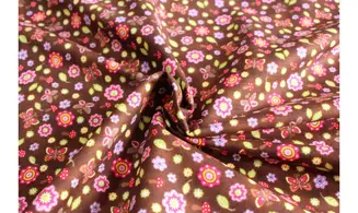 Tissu fleurs papillons champignons