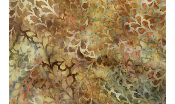 Batik marron orangé vert ramages