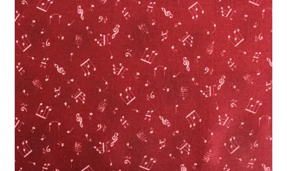 Tissu musique bordeaux rose