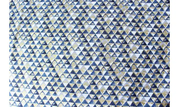 Tissu triangles bleu canard et or