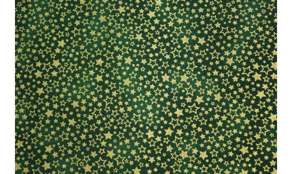 Tissu vert étoiles dorées